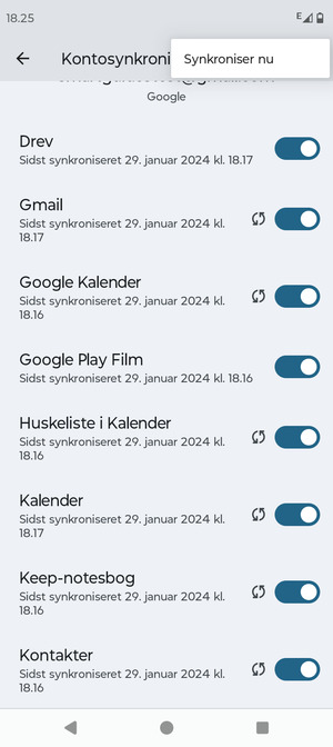 Vælg Synkroniser nu
