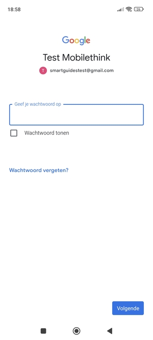 Voer uw Gmail wachtwoord in en selecteer Volgende