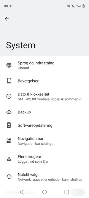 Vælg Softwareopdatering