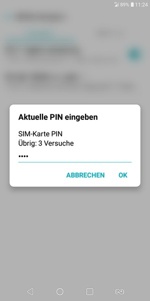 Geben Sie Ihre Aktuelle SIM-Karte PIN ein und wählen Sie OK