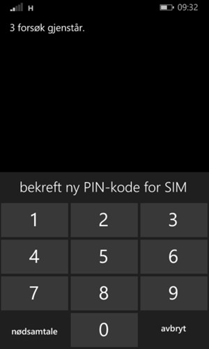 Bekreft din nye PIN-kode for SIM