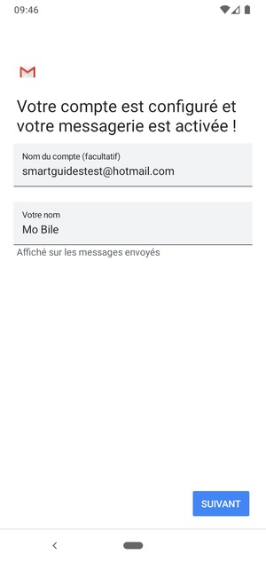 Donnez un nom à votre compte et saisissez votre nom. Sélectionnez SUIVANT