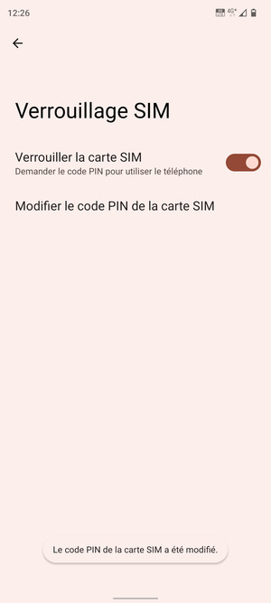 Votre code PIN de la carte SIM a été modifié