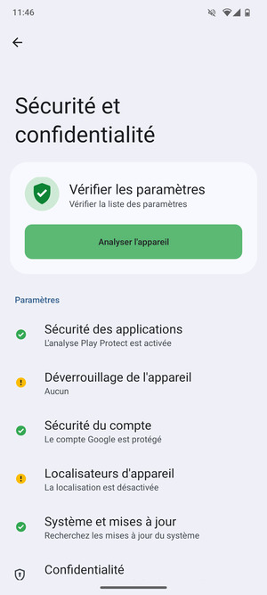 Sélectionnez Verrouillage de l'appareil