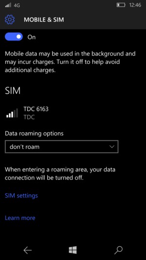 Scroll to and select SIM settings