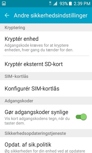 Vælg Konfigurér SIM-kortlås
