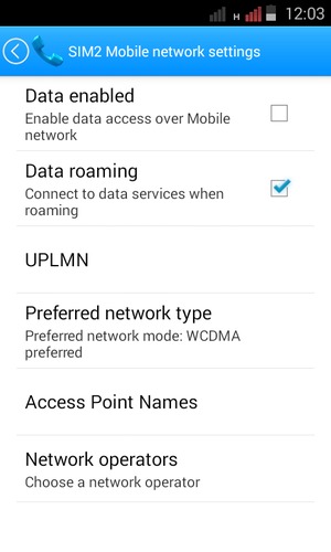 Turn Data roaming on or off