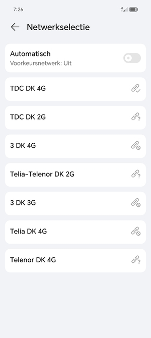 Selecteer een netwerkoperator uit de lijst