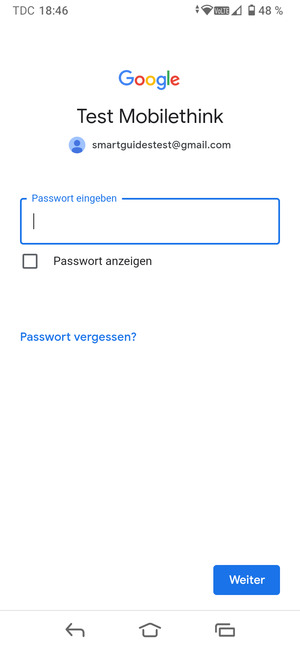 Geben Sie Ihre Passwort ein und wählen Sie Weiter