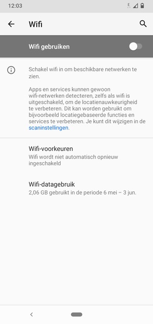Schakel Wifi gebruiken in
