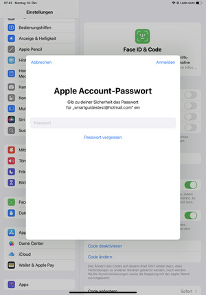 Geben Sie Ihre Apple ID Kennwort ein und wählen Sie Anmelden