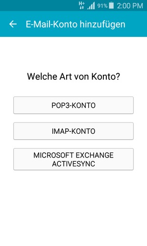 Wählen Sie POP3-KONTO oder IMAP-KONTO