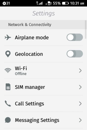 To change the PIN for the SIM card, return to the Settings menu and select SIM manager