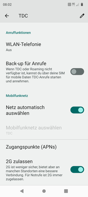 Um das Netzwerk zu wechseln, falls Probleme auftreten, schalten Sie Netz automatisch auswählen aus