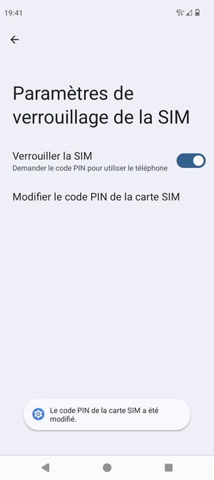 Votre code PIN de la carte SIM a été modifié