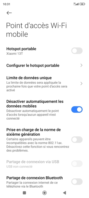 Sélectionnez Configurer le hotspot portable