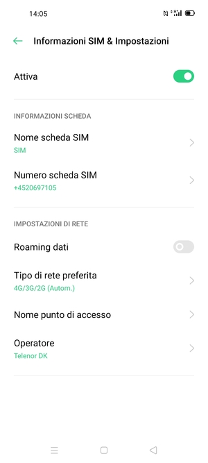 Seleziona Nome punto di accesso