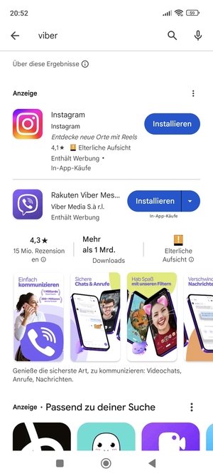 Wählen Sie die App