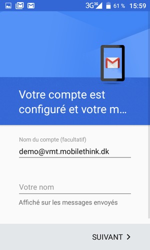 Donnez un nom à votre compte et saisissez votre nom. Sélectionnez SUIVANT