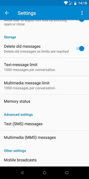 Scroll to and select Text (SMS) messages