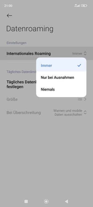 Wählen Sie die gewünschte Option