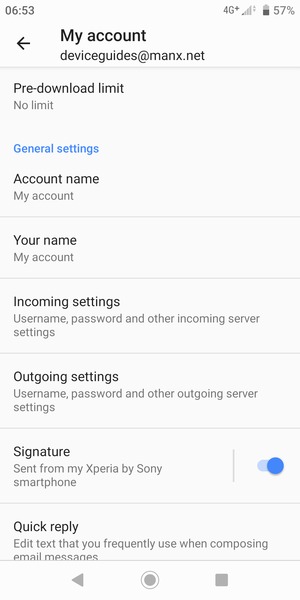 Select Incoming settings