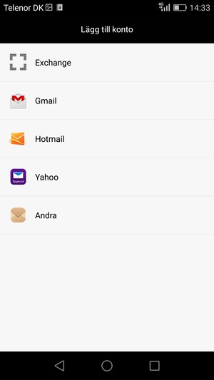 Välj Gmail eller Hotmail