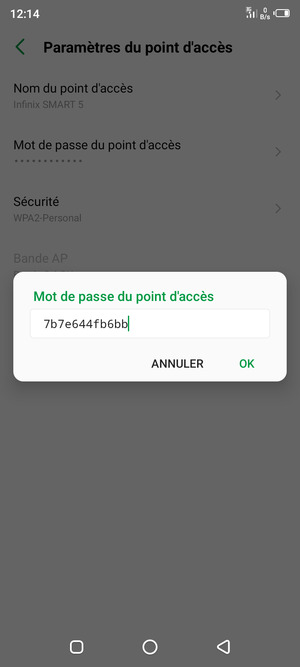 Saisissez un mot de passe de hotspot Wi-Fi d'au moins 8 caractères et sélectionnez OK