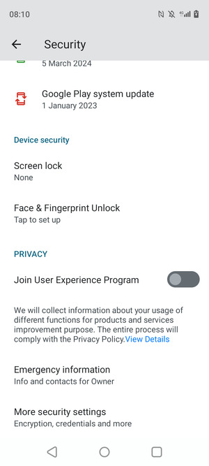 To change the PIN for the SIM card, scroll to and select More security settings