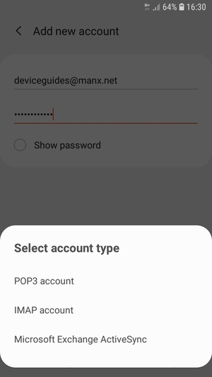 Select POP3 account