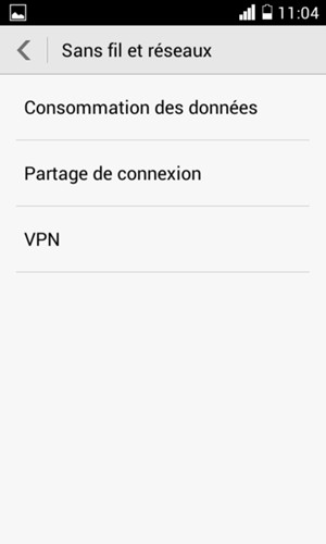 Sélectionnez Partage de connexion 