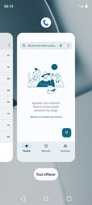 Sélectionnez Tout effacer pour fermer toutes les applis en cours d'exécution