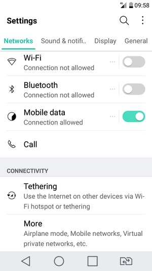To change network if network problems occur, return to the Networks menu and select More