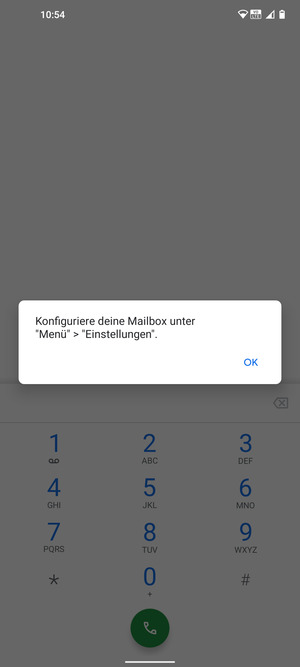 Falls Ihre Voicemail nicht eingerichtet ist, wählen Sie OK