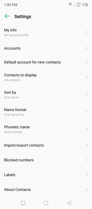 Select Import/export contacts