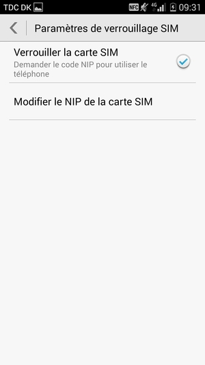 Sélectionnez Modifier le NIP de la carte SIM