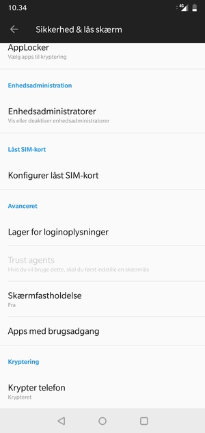 Scroll til og vælg Konfigurer låst SIM-kort