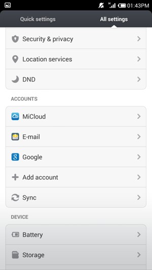 Return to the All settings menu and select Google