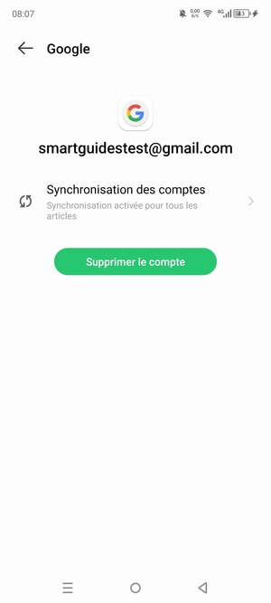 Sélectionnez Synchronisation des comptes