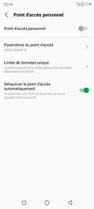 Activer le Point d'accès personnel