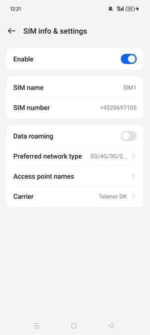 To change network if network problems occur, select Carrier