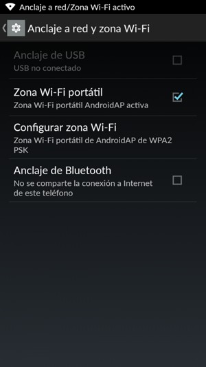 Marque la casilla de verificación Zona Wi-Fi portátil