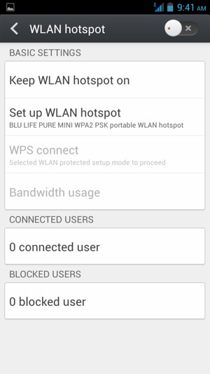 Select Set up WLAN hotspot