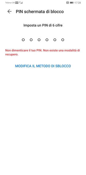 Seleziona MODIFICA IL METODO DI SBLOCCO