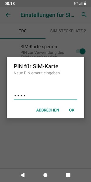 Bestätigen Sie Ihre neue PIN für SIM-Karte und wählen Sie OK
