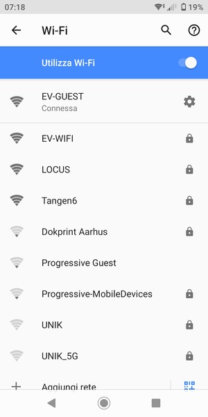 Ora sei connesso alla rete Wi-Fi