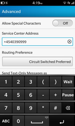 Enter the Service Center number and select Enter
