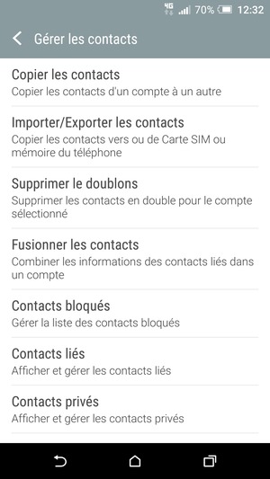 Sélectionnez Importer/Exporter les  contacts