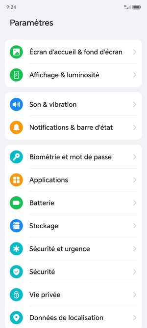 Faites défiler  et sélectionnez Batterie