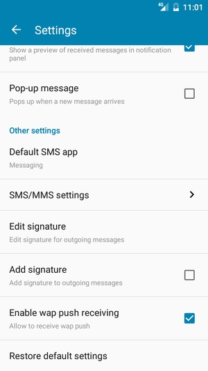 Scroll down and select SMS/MMS settings